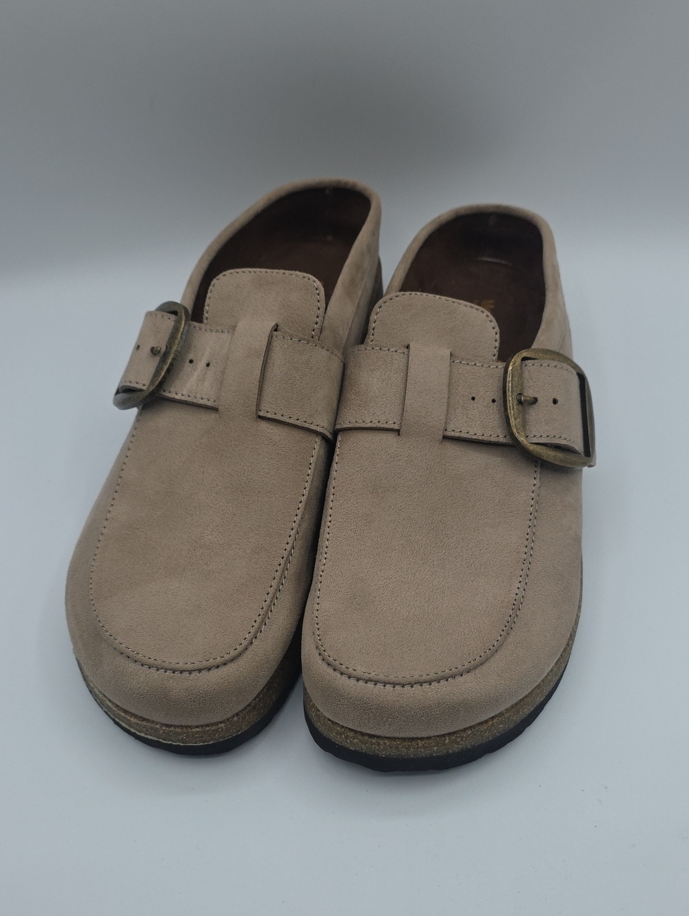 White Mountain Men's Taupe Suede Buckle Slip-On Loafers